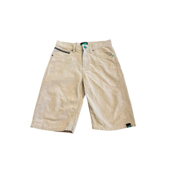 VANS BOYS LONG SKATEBOARD SHORTS VINTAGE TAN AND GREEN POCKETS SIZE 16 - Picture 1 of 12